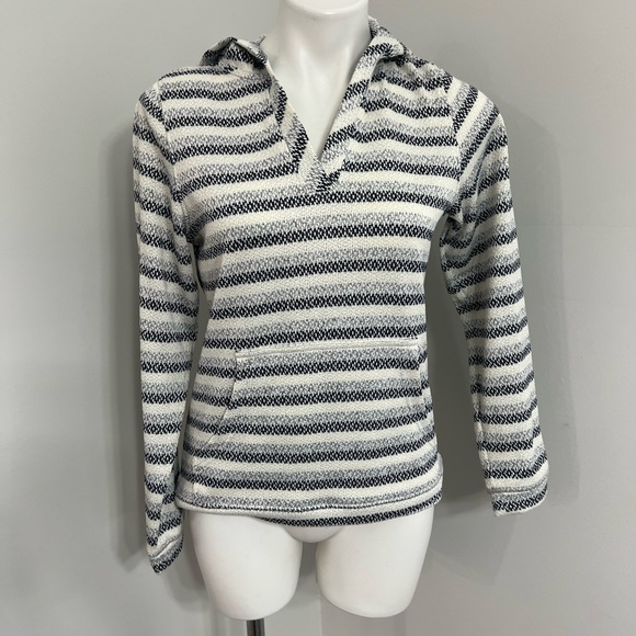 Striped Black and White Hoodie Sweatshirt - Picture 1 of 3